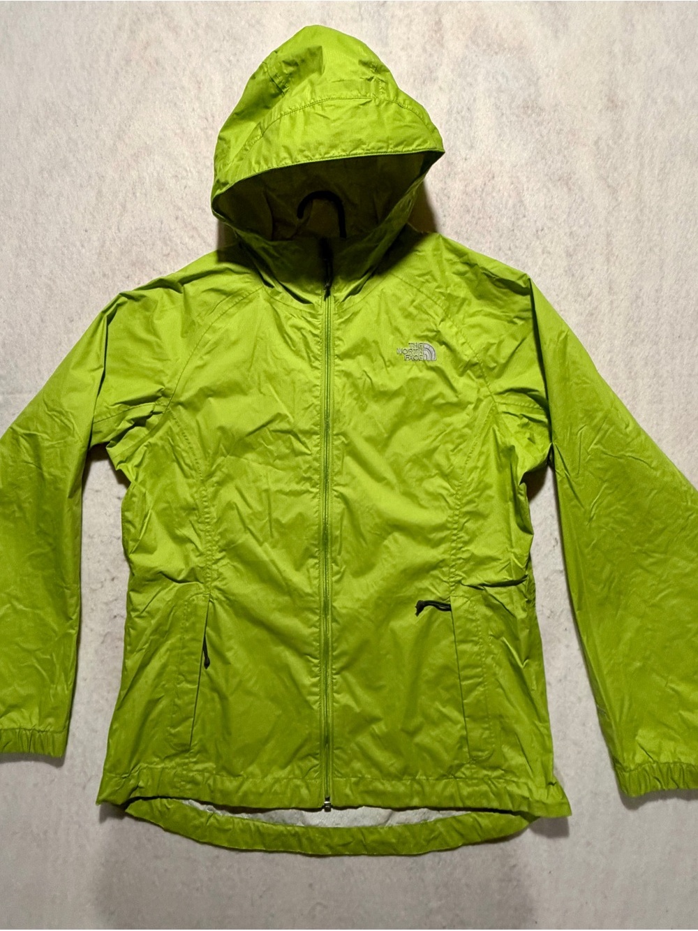 THE NORTH FACE HYVENT LIME GREEN WATERPROOF HOODED RAIN JACKET WOMENS M